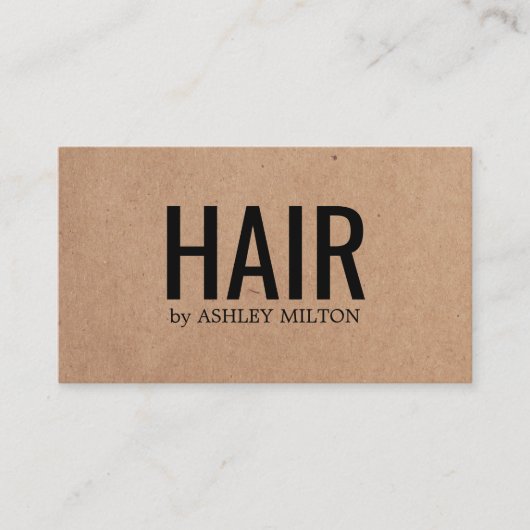 ミニマリストプリントクラフトブラックはっきりしたヘアサロン 名刺 (正面)