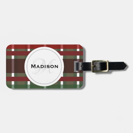 ミニマリストプレイドワインバーガンディモダンラゲッジタグ ラゲッジタグ (正面横)