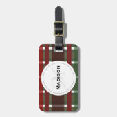 ミニマリストプレイドワインバーガンディモダンラゲッジタグ ラゲッジタグ (正面縦)