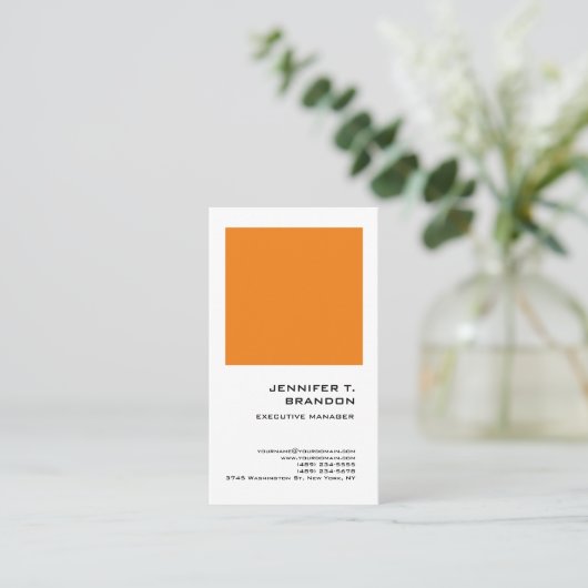 ミニマリストプレインオレンジホワイトモダンプロフェッショナル 名刺 (スタンド正面)