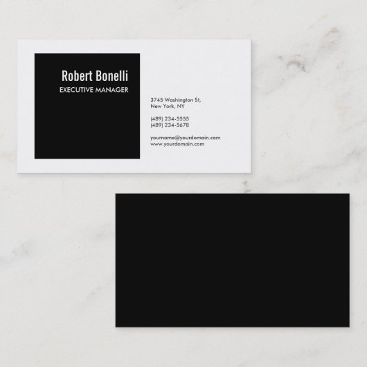 ミニマリストプレインブラック&ホワイトラブモダンル 名刺 (正面/裏面)