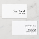 ミニマリストプレインホワイトピアノ先生 名刺 (正面/裏面)