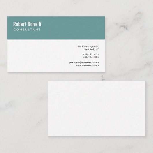 ミニマリストプレインホワイトブルーモダンシンプル 名刺 (正面/裏面)