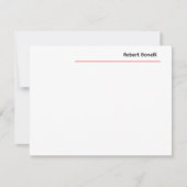 ミニマリストプレインレッドホワイトモダンプレミアムリネン ノートカード (正面)