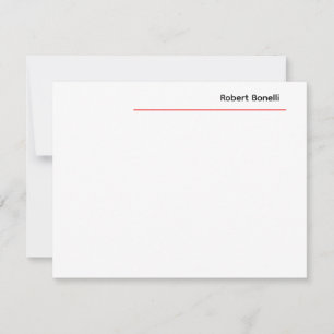 ミニマリストプレインレッドホワイトモダンプレミアムリネン ノートカード