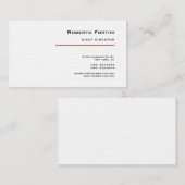 ミニマリストプレインレッドホワイトモダンプレミアムリネン 名刺 (正面/裏面)