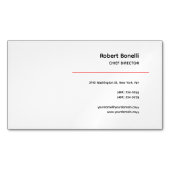 ミニマリストプレインレッド白黒 モダン マグネット名刺 (正面)