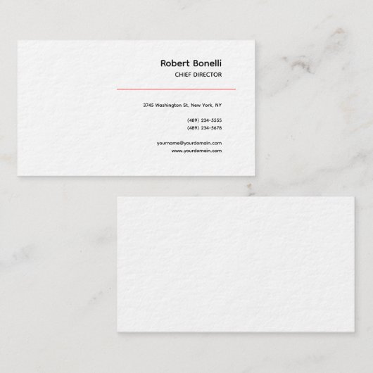 ミニマリストプレインレッド白黒 モダン 名刺 (正面/裏面)