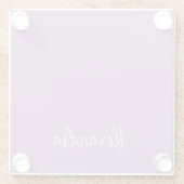 ミニマリストプレーン名ラベンダー書道 ガラスコースター (裏面)