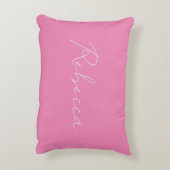 ミニマリストプレーン手書き名ラベンダーピンク アクセントクッション (裏面(縦))