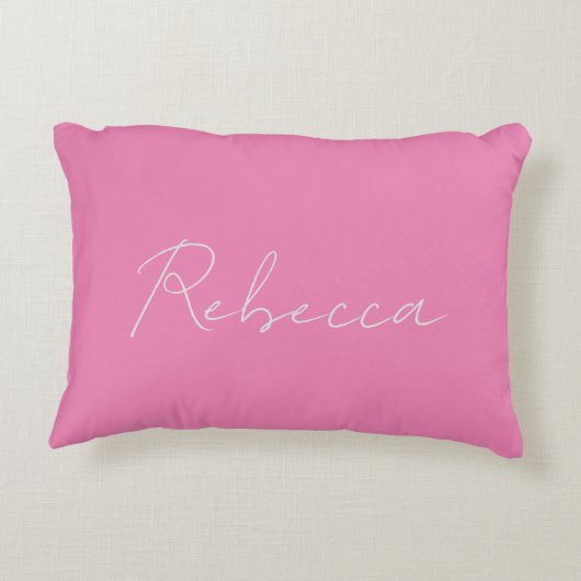 ミニマリストプレーン手書き名ラベンダーピンク アクセントクッション (裏面)