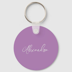 ミニマリストプレーン手書き独自の名前ラベンダー キーホルダー