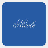 ミニマリストプレーン手書き独自の名前深い青 スクエアシール (正面)