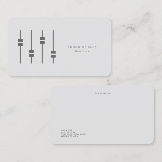 ミニマリストプロフェッショナルオーディオエンジニア 名刺 (正面/裏面)