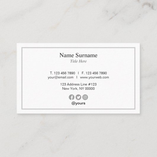 ミニマリストプロフェッショナルタイプグレー名刺 名刺 (裏面)