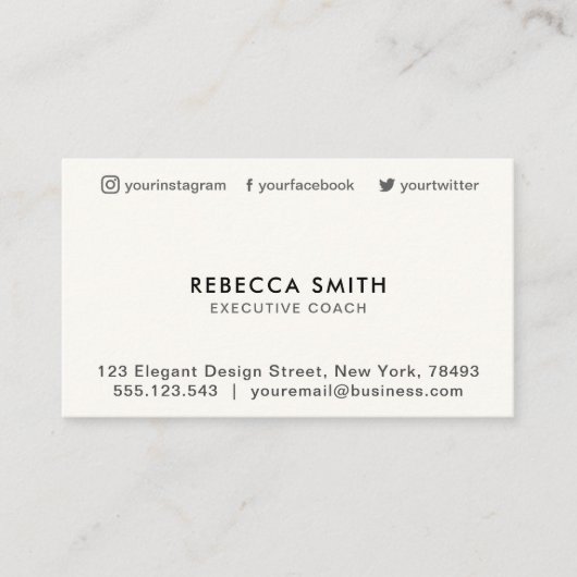 ミニマリストプロフェッショナルブラック/アイボリーソーシャルメディア 名刺 (正面)