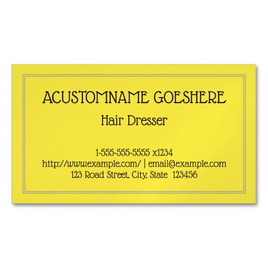 ミニマリストヘアドレッサー磁気ビジネスカード マグネット名刺 (正面)