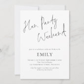 ミニマリストヘンパーティー旅程ウィークエンド任意の色 招待状 (正面)