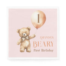 ミニマリストベアーピンクガールBeary 1st誕生日