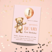 ミニマリストベアーピンクガールBeary 1st誕生日