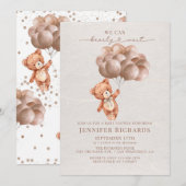 ミニマリストベイビーシャワー | Bearly Wait 招待状 (正面/裏面)