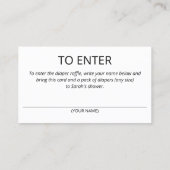 ミニマリストベビーシャワーおむつラッフルチケット 名刺 (裏面)