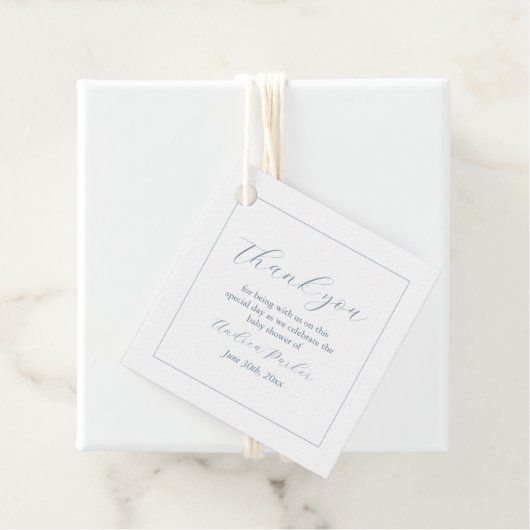 ミニマリストベビーシャワーダスティブルーモダンメッセージカード フェイバータグ (インサイチュ)