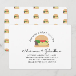 ミニマリストベビーシャワーBBQベビーQバックヤードバーガー 招待状