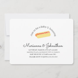 ミニマリストベビーシャワーBBQベビーQバックヤードホットドッグ 招待状