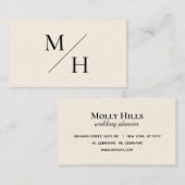 ミニマリストベモダンージュ対角イニシャルモノグラム 名刺 (正面/裏面)