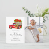 ミニマリストベリースイートストロベリーファースト誕生日 招待状 (スタンド正面)