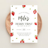 ミニマリストベリーファースト誕生日招待状 招待状