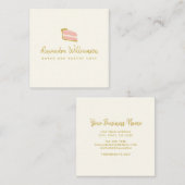 ミニマリストベーカーの手描きケーキパーソナライズされた スクエア名刺 (正面/裏面)