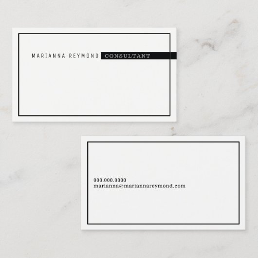 ミニマリストベーシック、コンサルタエレガントントホワイト 名刺 (正面/裏面)