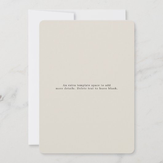 ミニマリストベージュカリグラフィー婚約パーティ 招待状 (裏面)