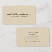 ミニマリストベージュカルシブ文字 名刺 (正面/裏面)