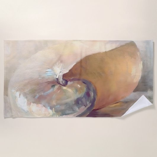 ミニマリストベージュシーシェルヴィンテージ ビーチタオル (正面)