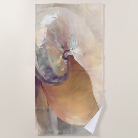 ミニマリストベージュシーシェルヴィンテージ ビーチタオル (正面)