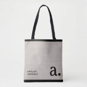 ミニマリストベージュフェイクリネンルックモノグラム名 トートバッグ (正面)