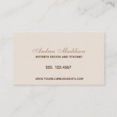 ミニマリストベージュホームインテリアデザイナーデコレーター 名刺 (裏面)