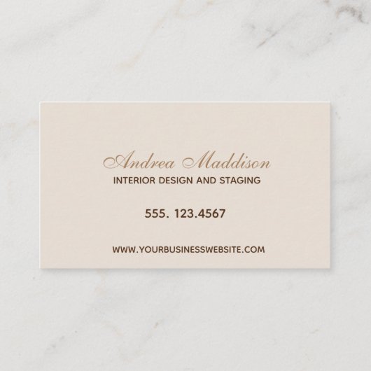 ミニマリストベージュホームインテリアデザイナーデコレーター 名刺 (裏面)