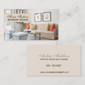 ミニマリストベージュホームインテリアデザイナーデコレーター 名刺 (正面/裏面)