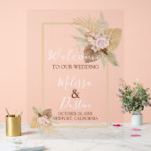 ミニマリストベージュボホフローラ秋の結婚式へようこそ アクリルサイン (ウェディング)