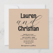 ミニマリストベージュ聖なる書物、 経典結婚式招待状 (正面)