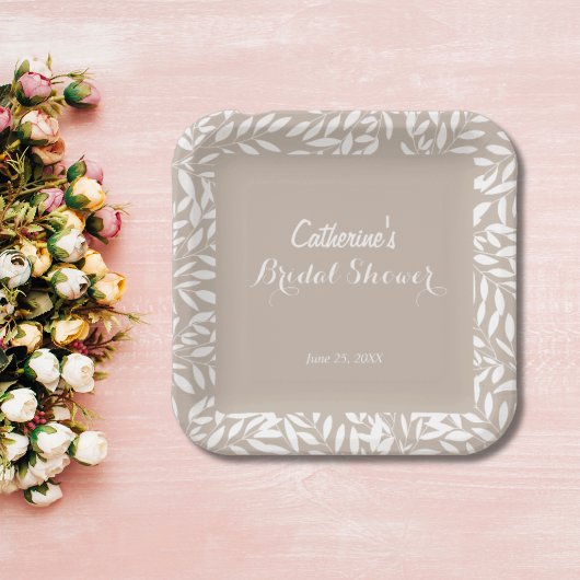 ミニマリストベージュ離れブライダルシャワー ペーパープレート