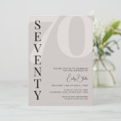 ミニマリストベージュ70歳誕生日パーティー 招待状 (スタンド正面)