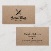 ミニマリストペストリーカップケーキベーカリー素朴クラフトケーキ 名刺 (正面/裏面)
