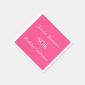 ミニマリストホットピンク80th誕生日パーティーネーム紙 スタンダードカクテルナプキン (角)