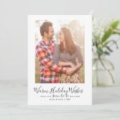 ミニマリストホリデーウィッシュ婚約フォトコラージュ シーズンカード (スタンド正面)