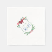 ミニマリストホリデーズクレストクリスマスウェディングシャワー スタンダードカクテルナプキン (正面)